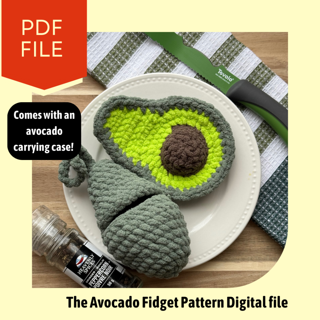 The Avocado Fidget Pattern with Carrying Case - Cute Crochet Fidget Pattern